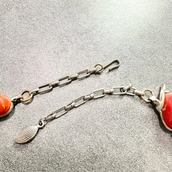 Vintage Bakelite Multi Colored Cabochon Necklace Choker Silver Tone Mod Spring - Picture 4 of 7